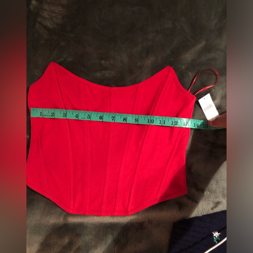 Anthropologie Red Strapless Seamed Top. Size XS - Picture 6 of 7